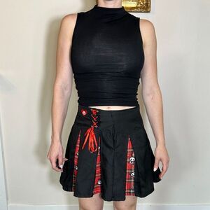 Skelanimals Plaid Contrast Pleated Skirt Size Medium